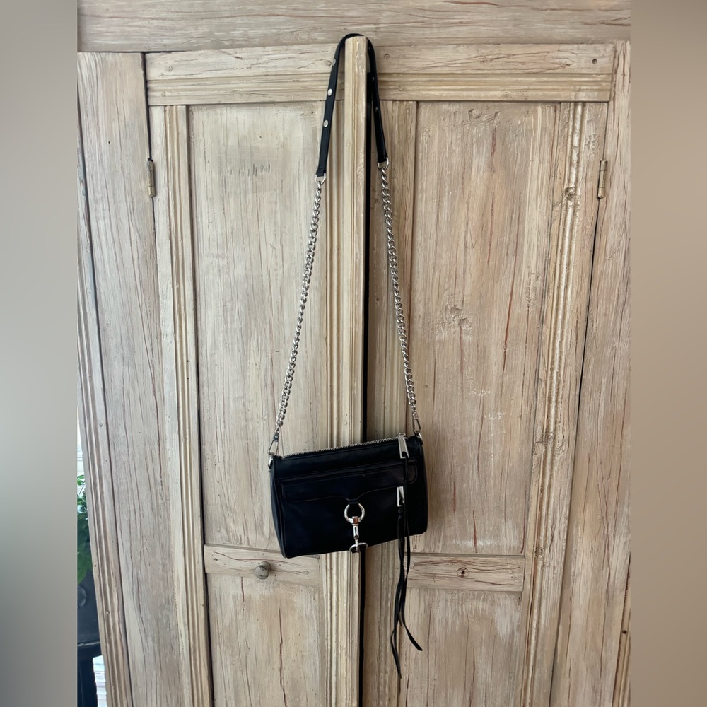 Rebecca Minkoff Black Leather MAC Crossbody with Silver Hardware